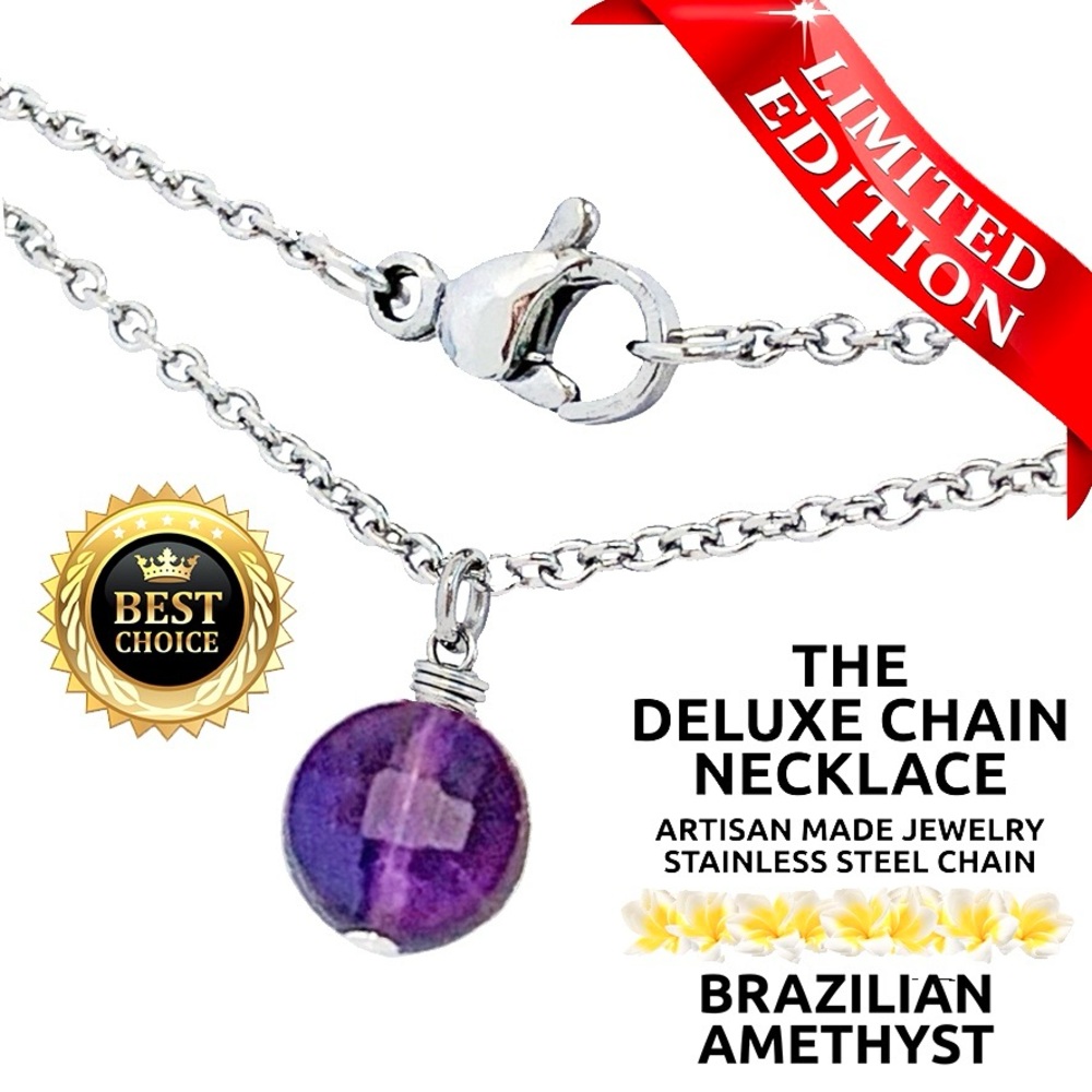 ISLAND SUNSET ARTISAN Deluxe Necklace Necklace StainlessSteel BRAZILIAN AMETHYST